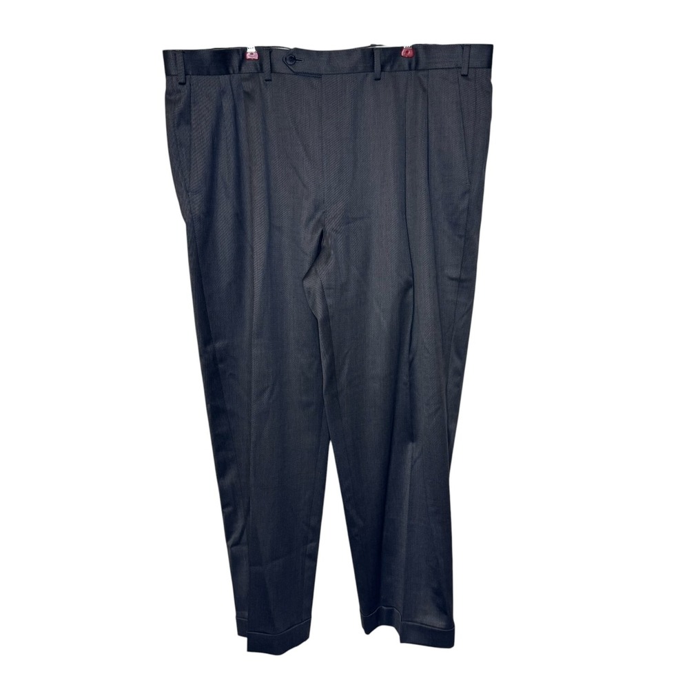 Samuelsohn Men's Dress Pants Wool Blend Pleated Cuffed Straight Fit Gray Sz. 44R